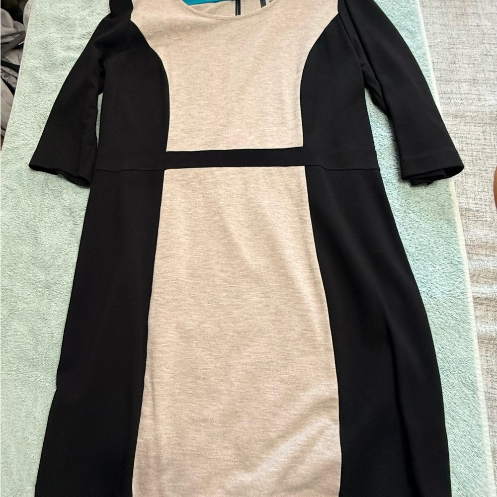 Classic Black and Light Gray Colorblock Sheath Dress